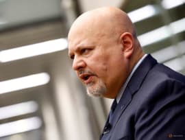 FILE PHOTO: International Criminal Court Prosecutor Karim Khan speaks during an interview with Reuters in The Hague, Netherlands February 12, 2024. REUTERS/Piroschka van de Wouw/File Photo